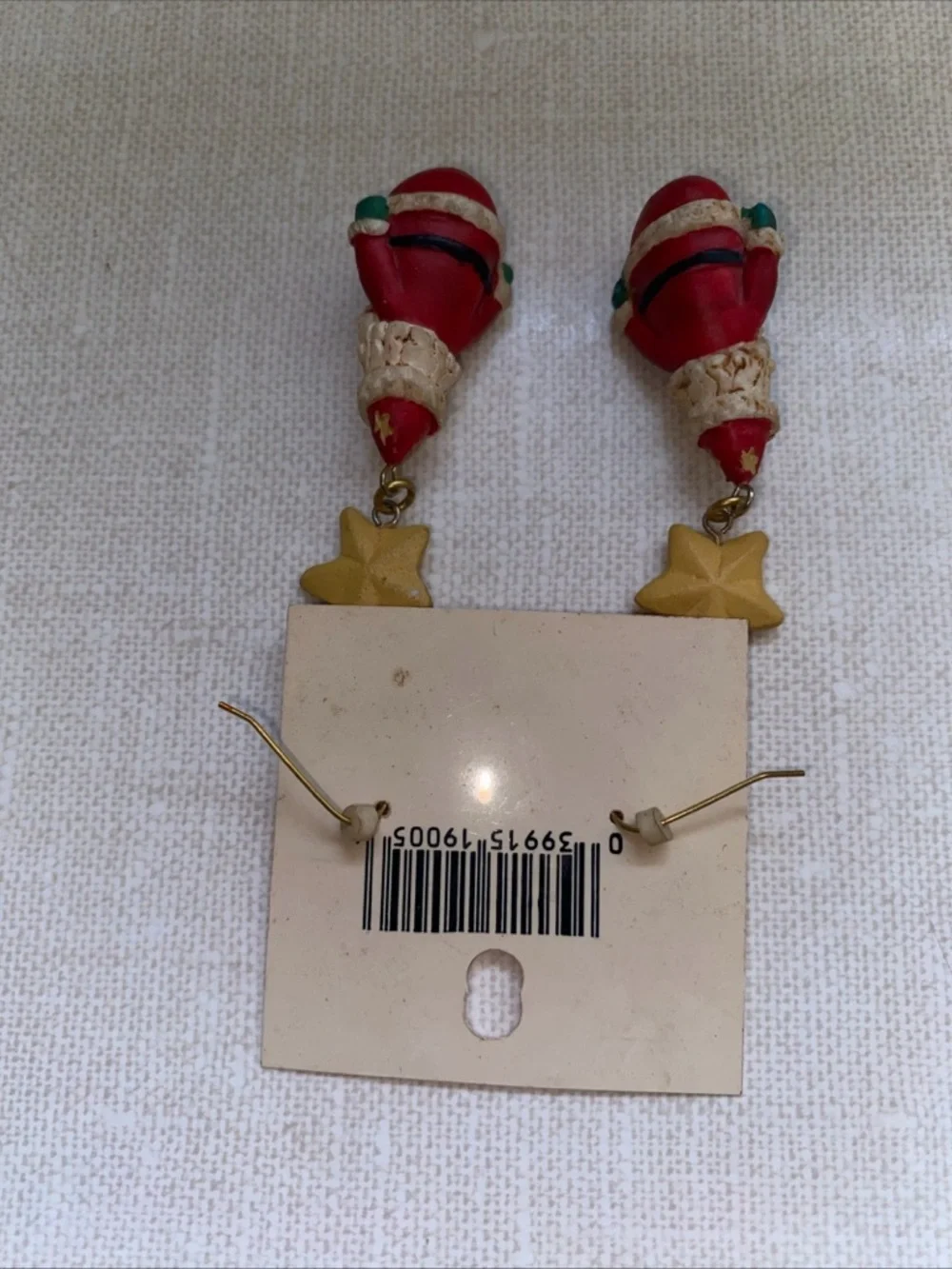 VTG Russ Kringle Cuties Dangle Earrings Surgical Steel Hooks Santa Claus